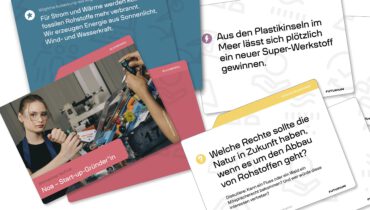 Bild zeigt Karten der Zukunftsbox Rohstoffe vom Futurium